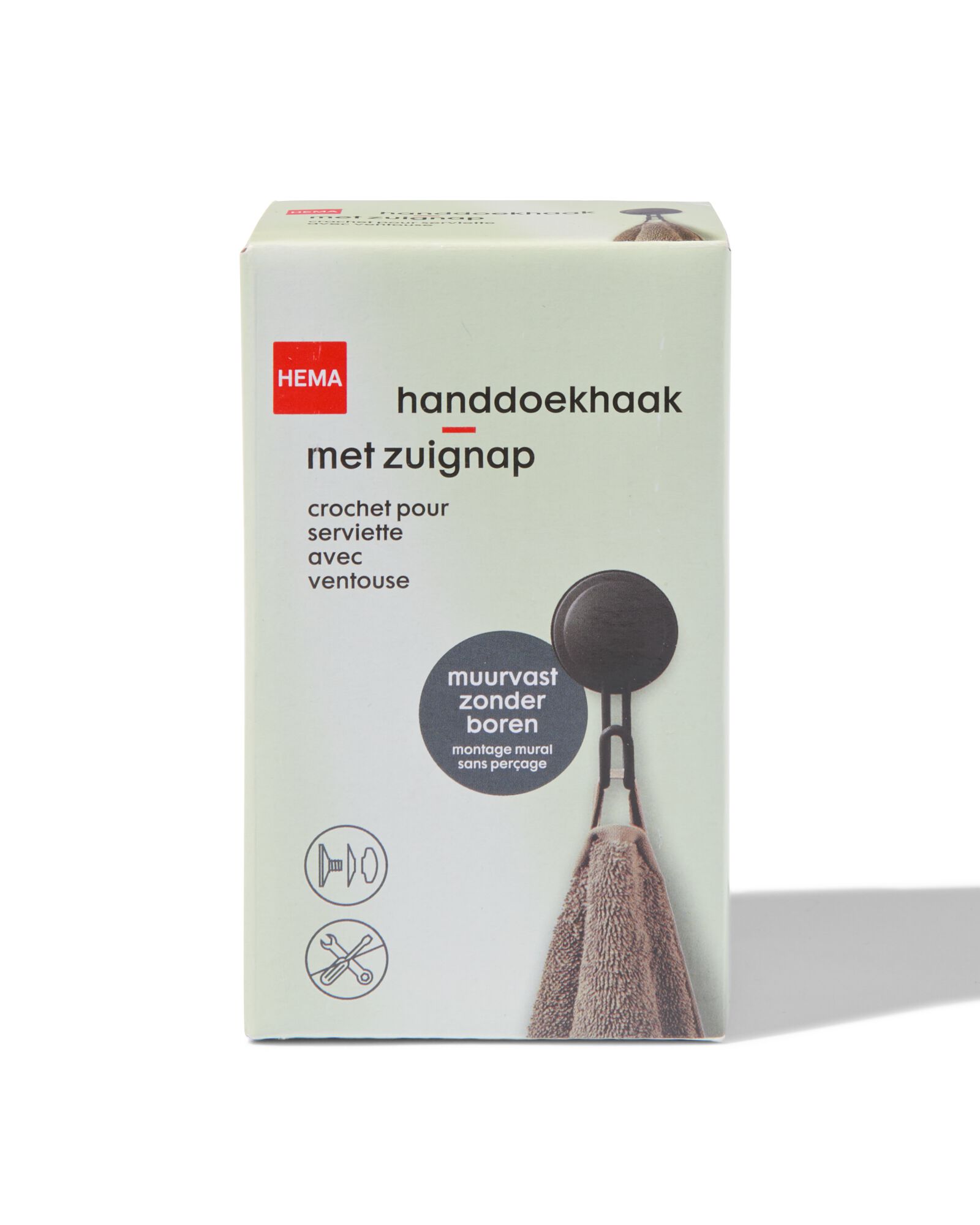 crochet pour serviette de bain avec ventouse noir - 80300155 - HEMA