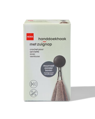 crochet pour serviette de bain avec ventouse noir - 80300155 - HEMA