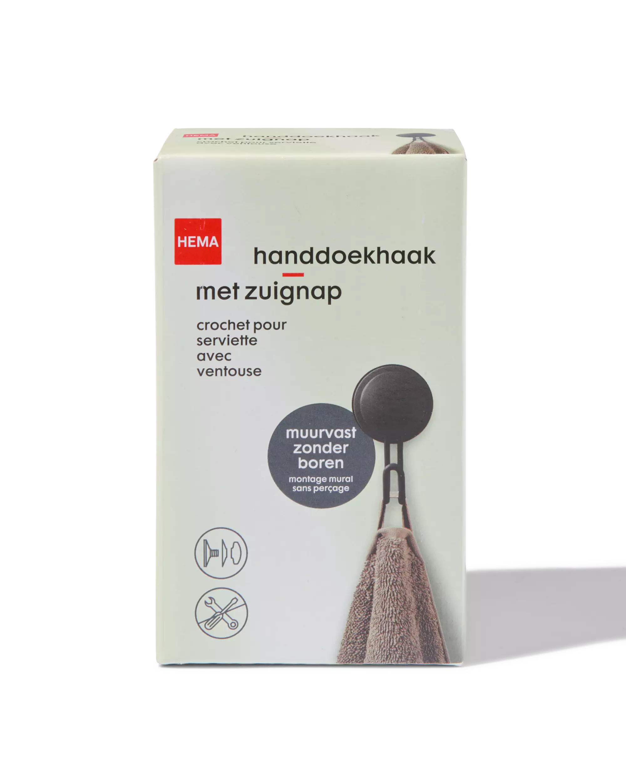 handdoekhaak met zuignap zwart