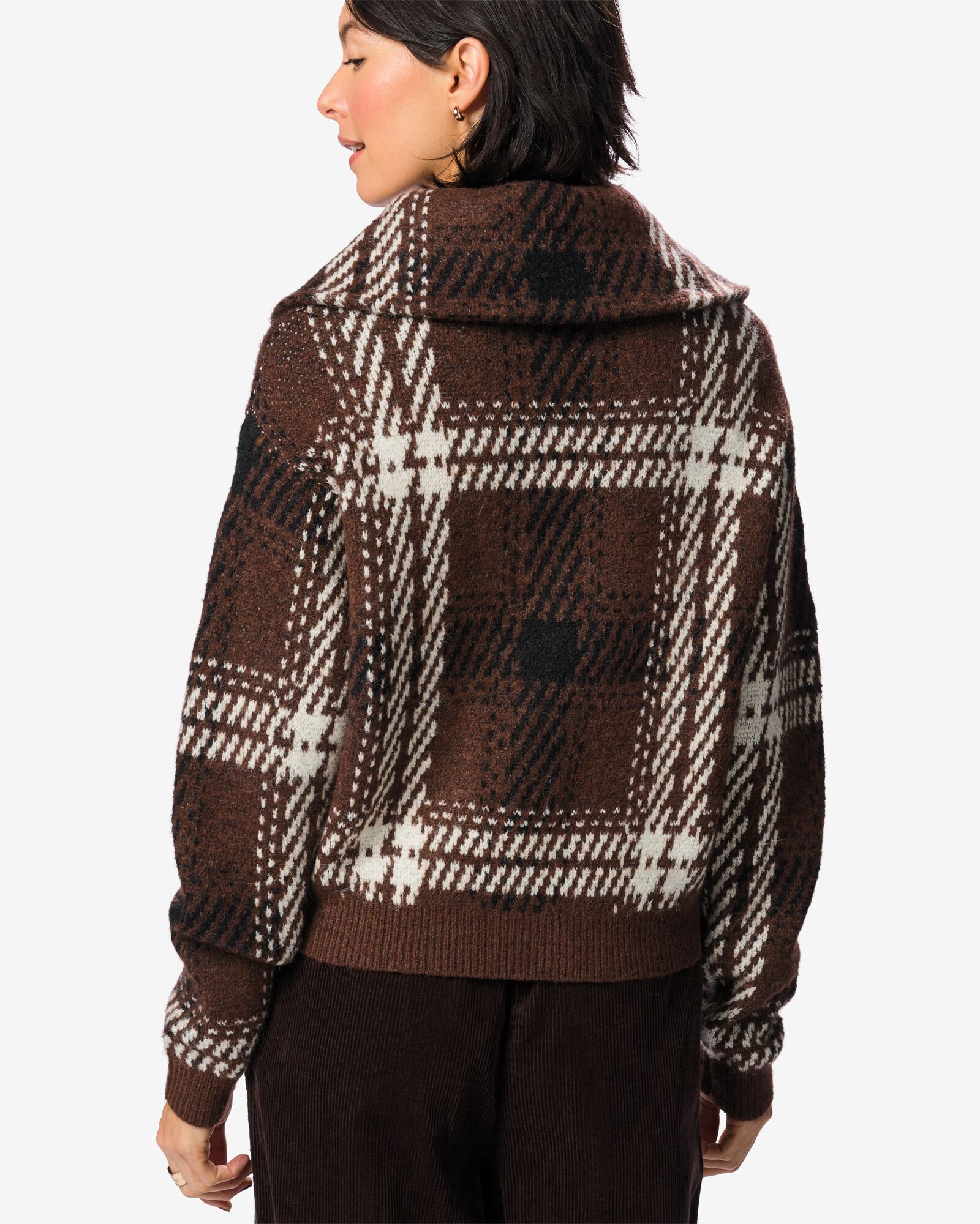 cardigan femme Hiva carreaux marron marron - 36215080BROWN - HEMA