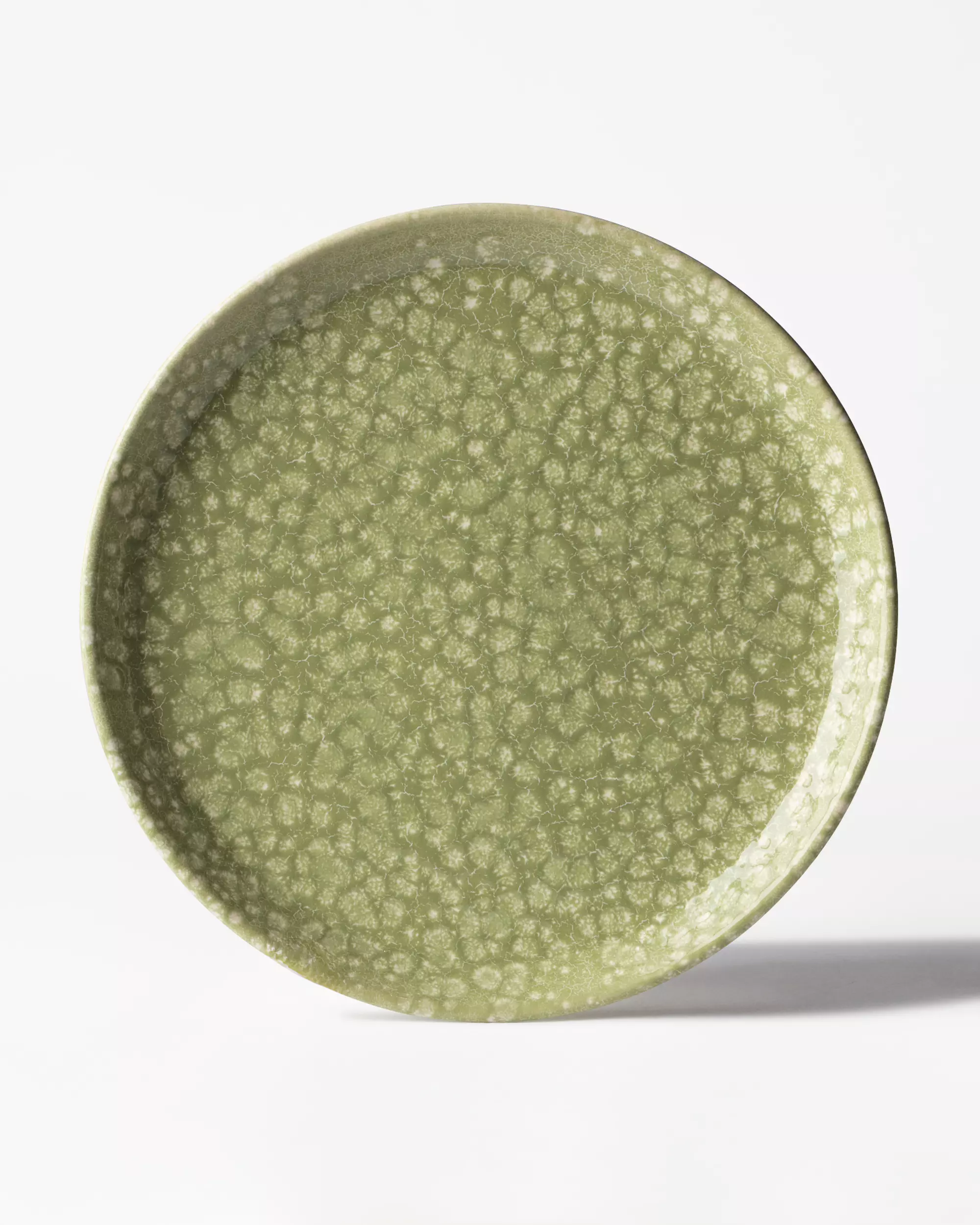 kaarsenplateau  ⌀26x5cm Zwier keramiek spikkel groen