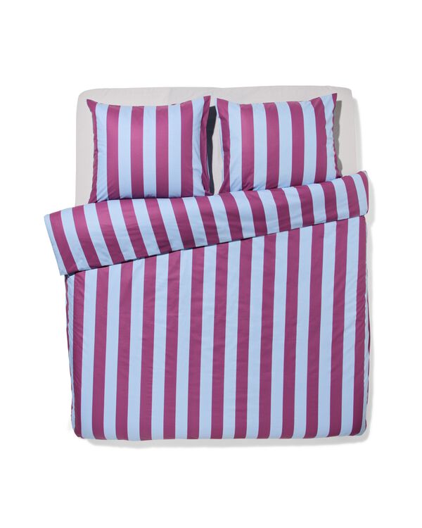 housse de couette 240x200/220cm coton doux ray&eacute; bleu-violet - 5720200 - HEMA