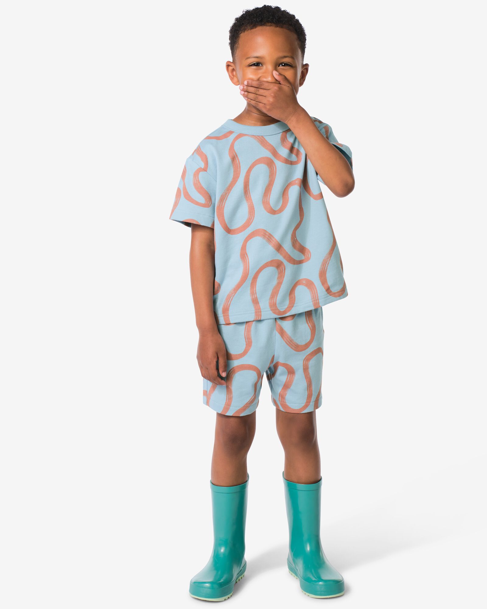 kinderkledingset abstract blauw blauw - 30720826BLUE - HEMA