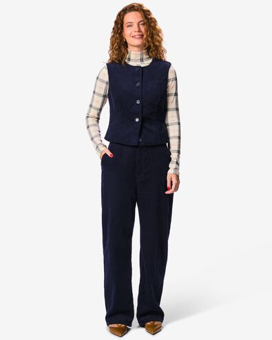 Damenhose Bodi, weites Bein, mit Rippenstruktur dunkelblau dunkelblau - 36215150DARKBLUE - HEMA