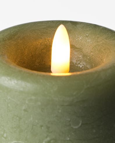 bougie pilier LED ⌀7,5 x 15 cm rustique verte - 13550232 - HEMA