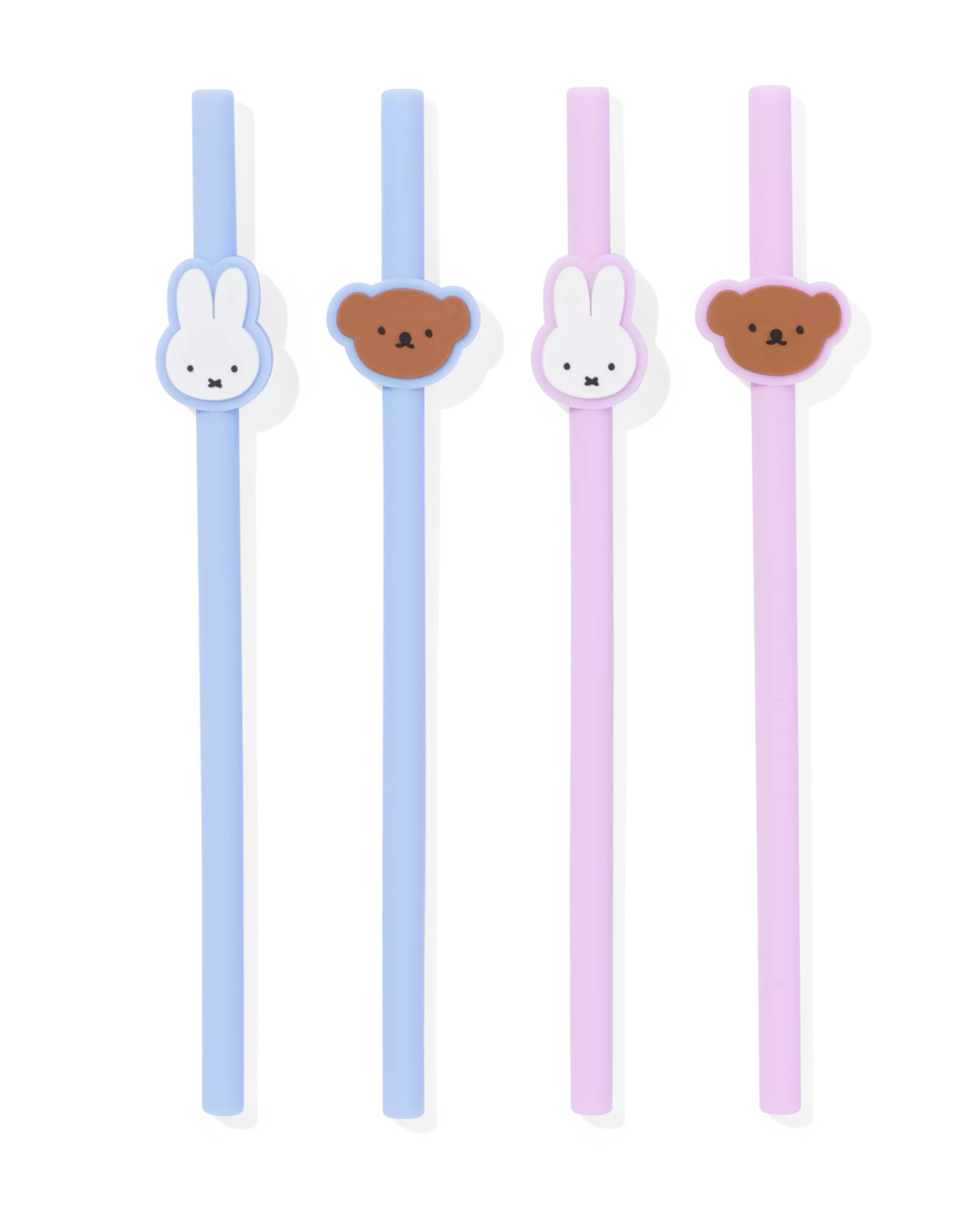 pailles Miffy en silicone - lot de 4