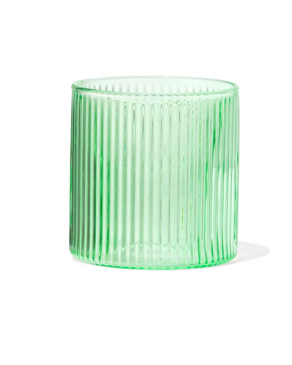 glas voor geurkaars ⌀6.5x6.5cm ribbel groen - 13507535 - HEMA
