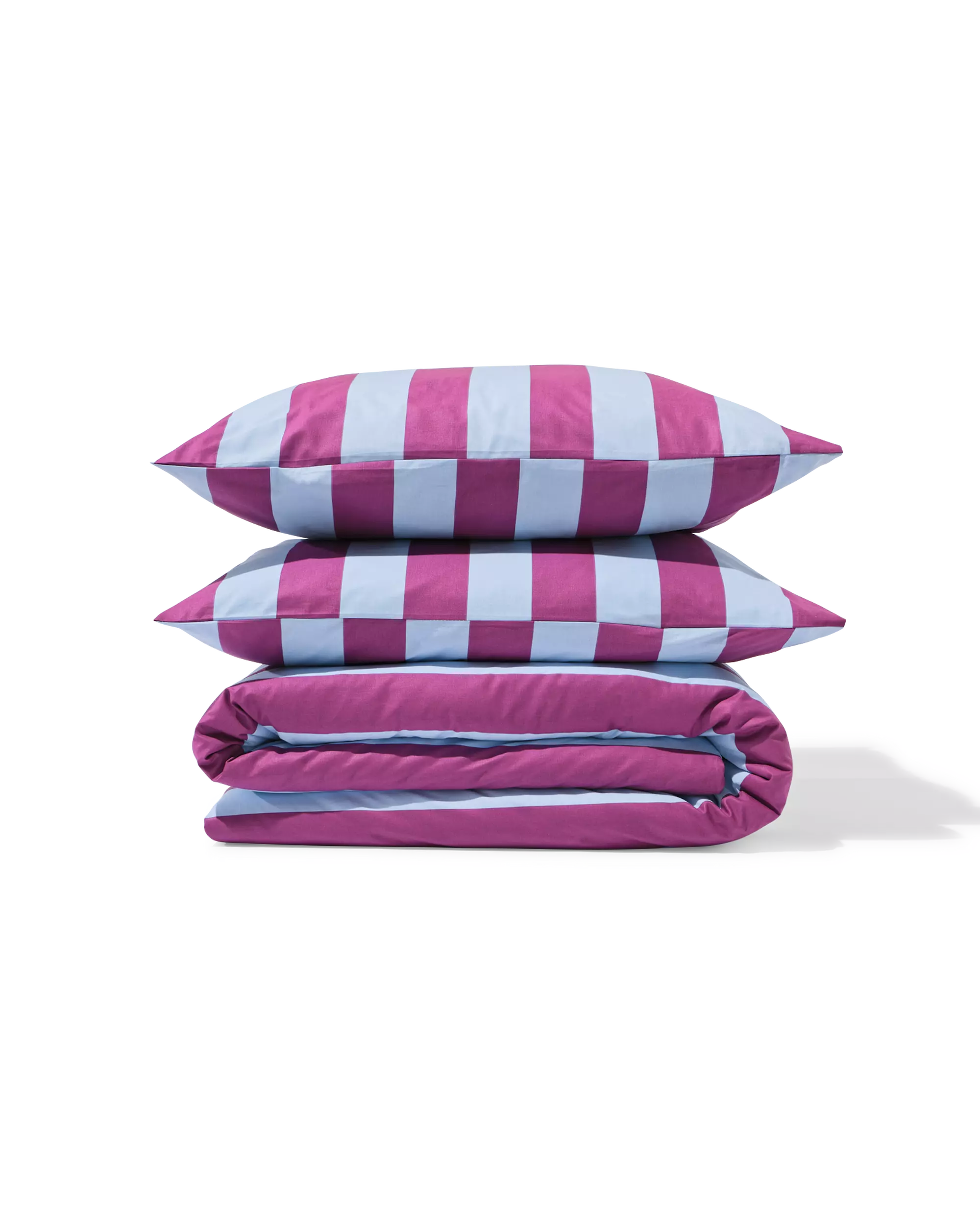 housse de couette 240x200/220cm coton doux rayé bleu-violet