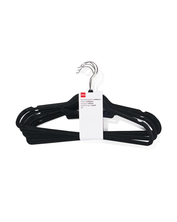 kledinghanger velours zwart - 6 stuks - 39800017 - HEMA