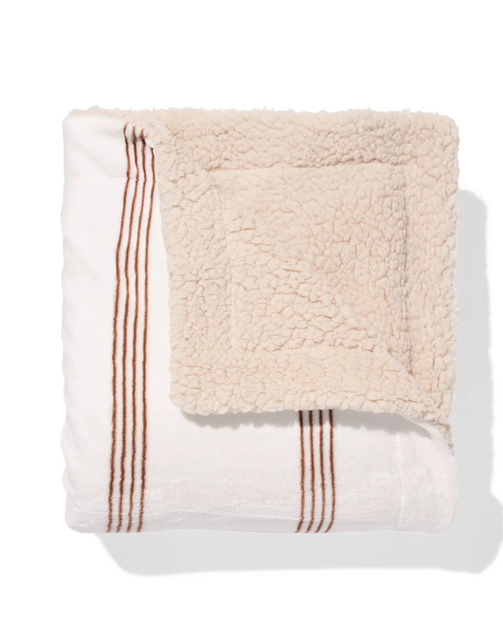 plaid 130x150cm sherpa rayures marron