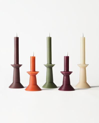 LED-Formkerze, Kerzenst&auml;nder, ⌀ 7,6 &times; 27,5 cm, rustikal, Elfenbein - 13550226 - HEMA