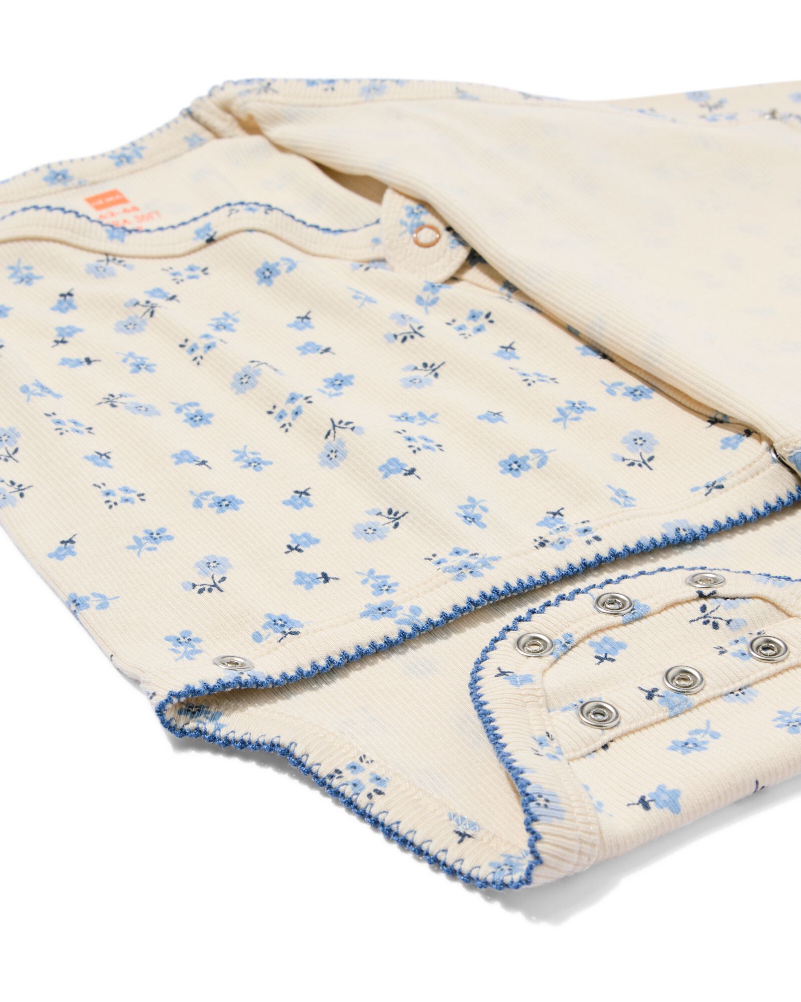 baby meegroei body rib bloemen gebroken wit gebroken wit - 33457220OFFWHITE - HEMA