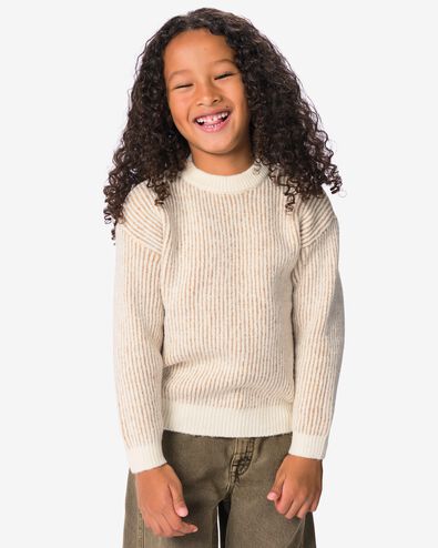 kindertrui rib strepen beige beige - 30729206BEIGE - HEMA