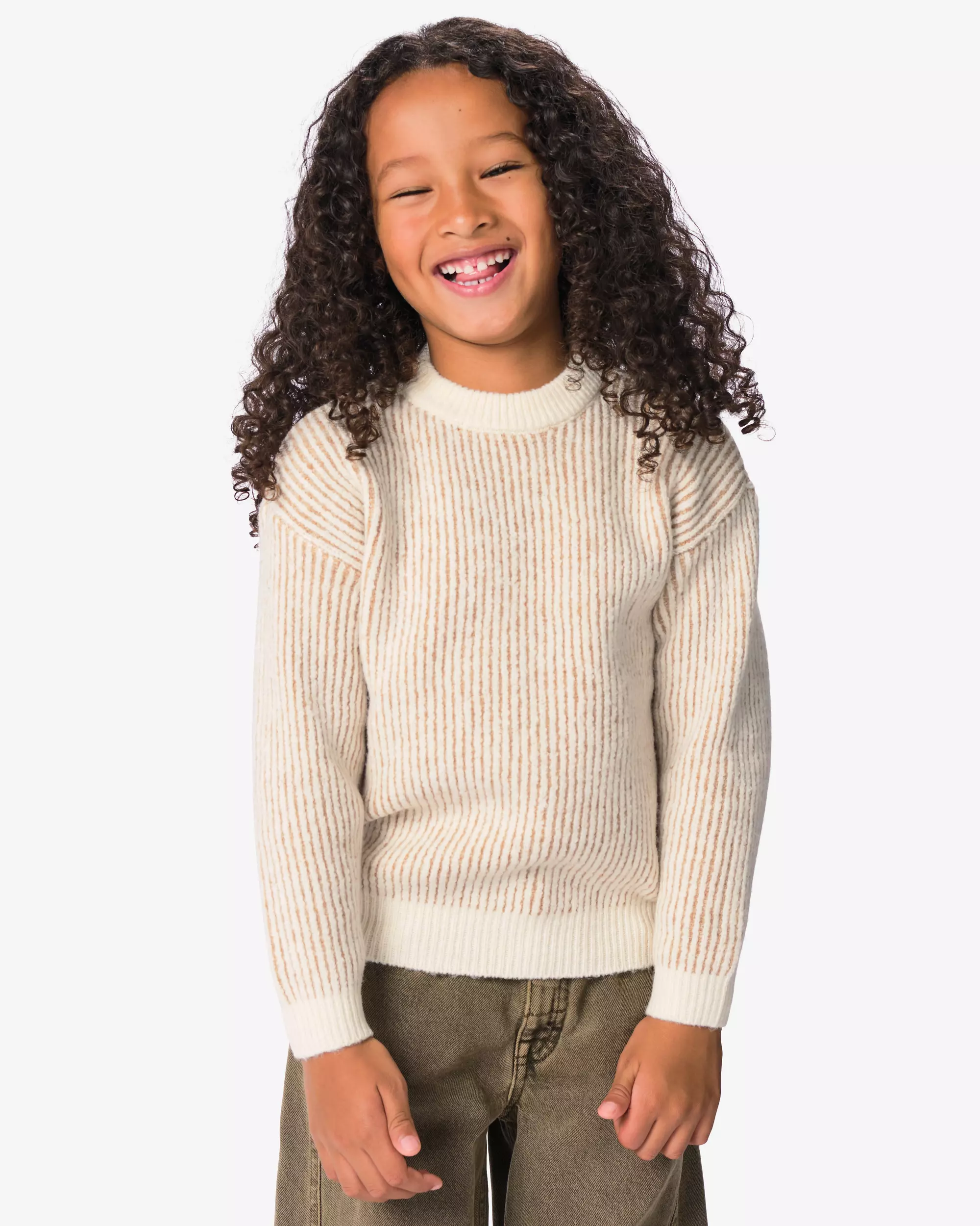 Kinderpullover aus Rippenstrick, gestreift