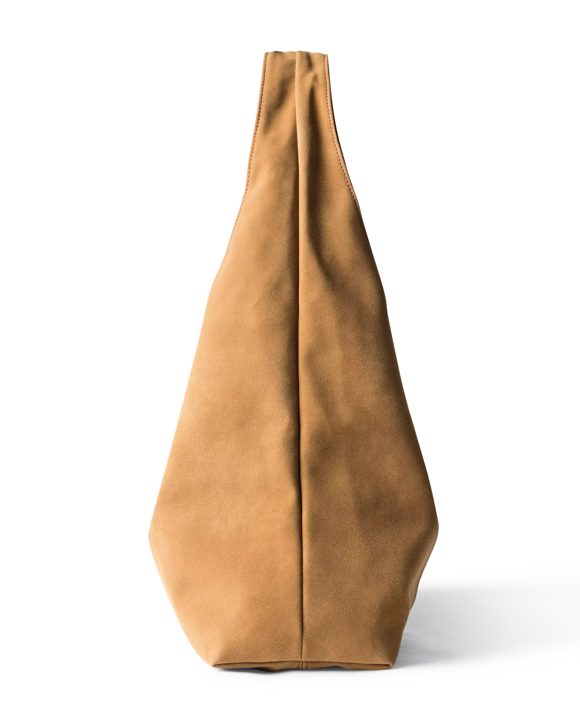 dos du sac à bandoulière triangulaire camel aspect daim