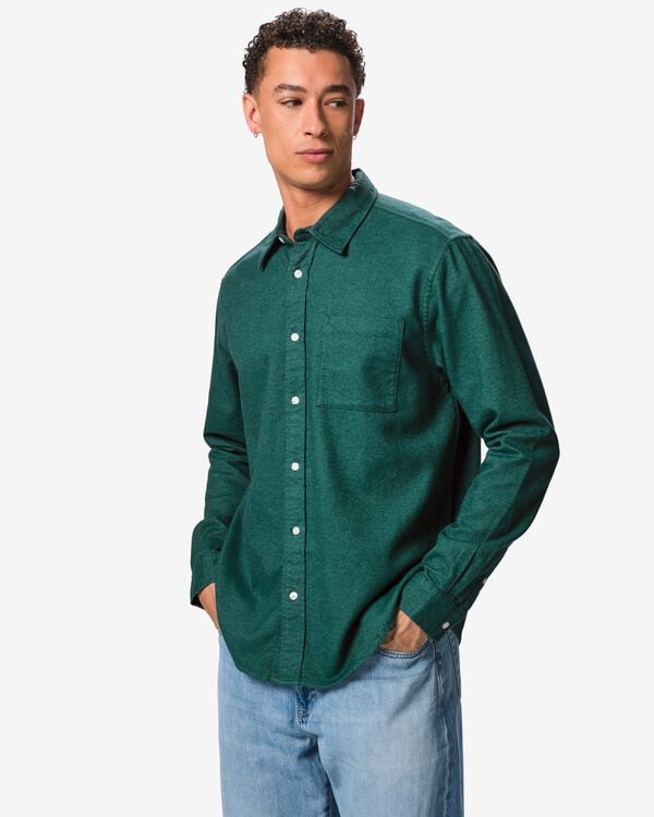 Herren-Oberhemd, Flanell dunkelgr&uuml;n dunkelgr&uuml;n - 2140980DARKGREEN - HEMA
