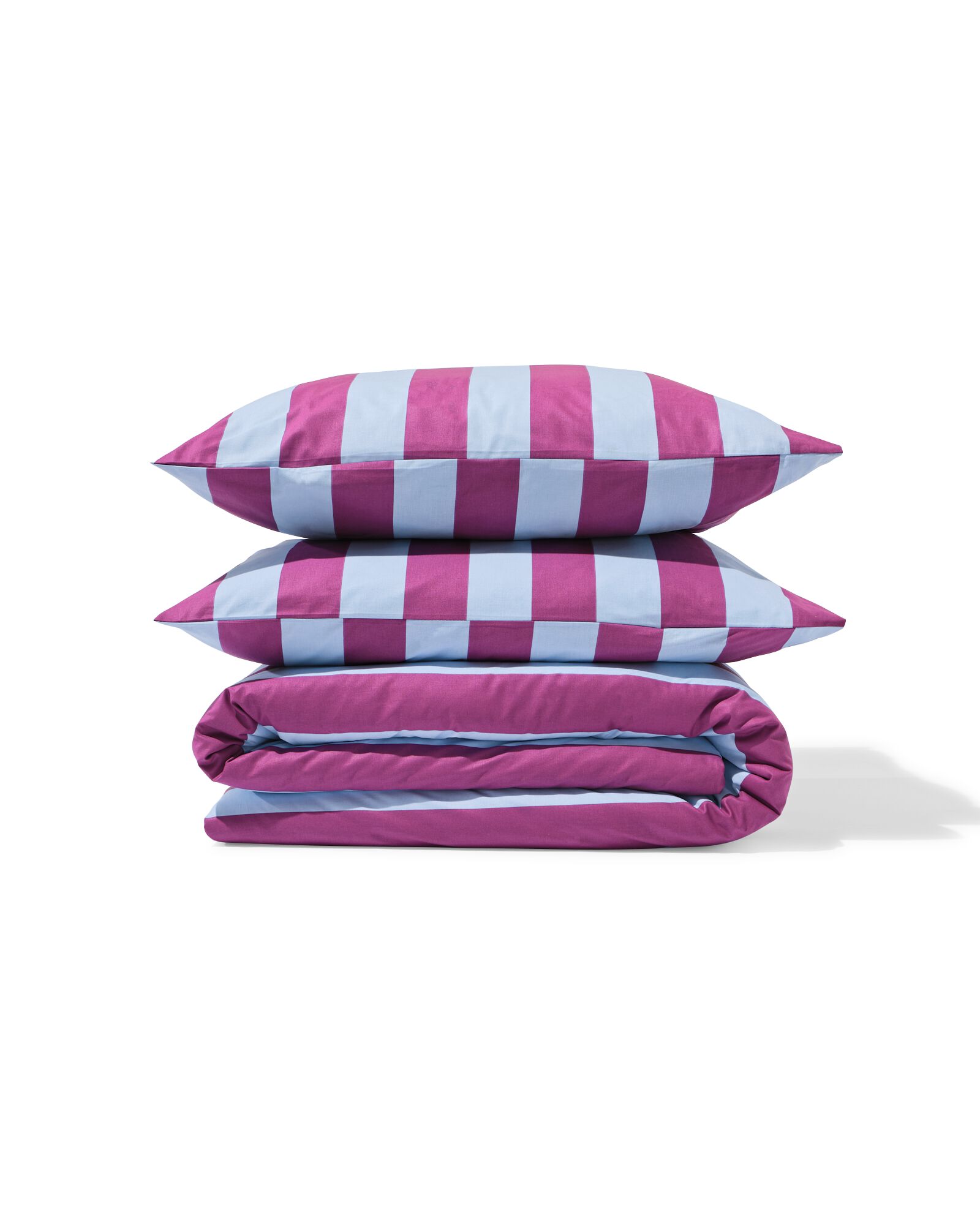 housse de couette 200x200/220cm coton doux ray&eacute; bleu-violet - 5720199 - HEMA