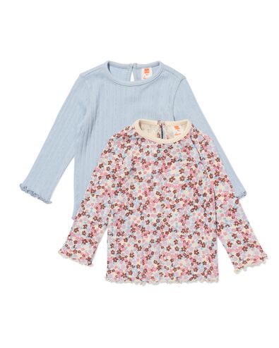 Baby-T-Shirts, Ajour, mit Blumen &ndash; 2 St&uuml;ck blau blau - 33016080BLUE - HEMA