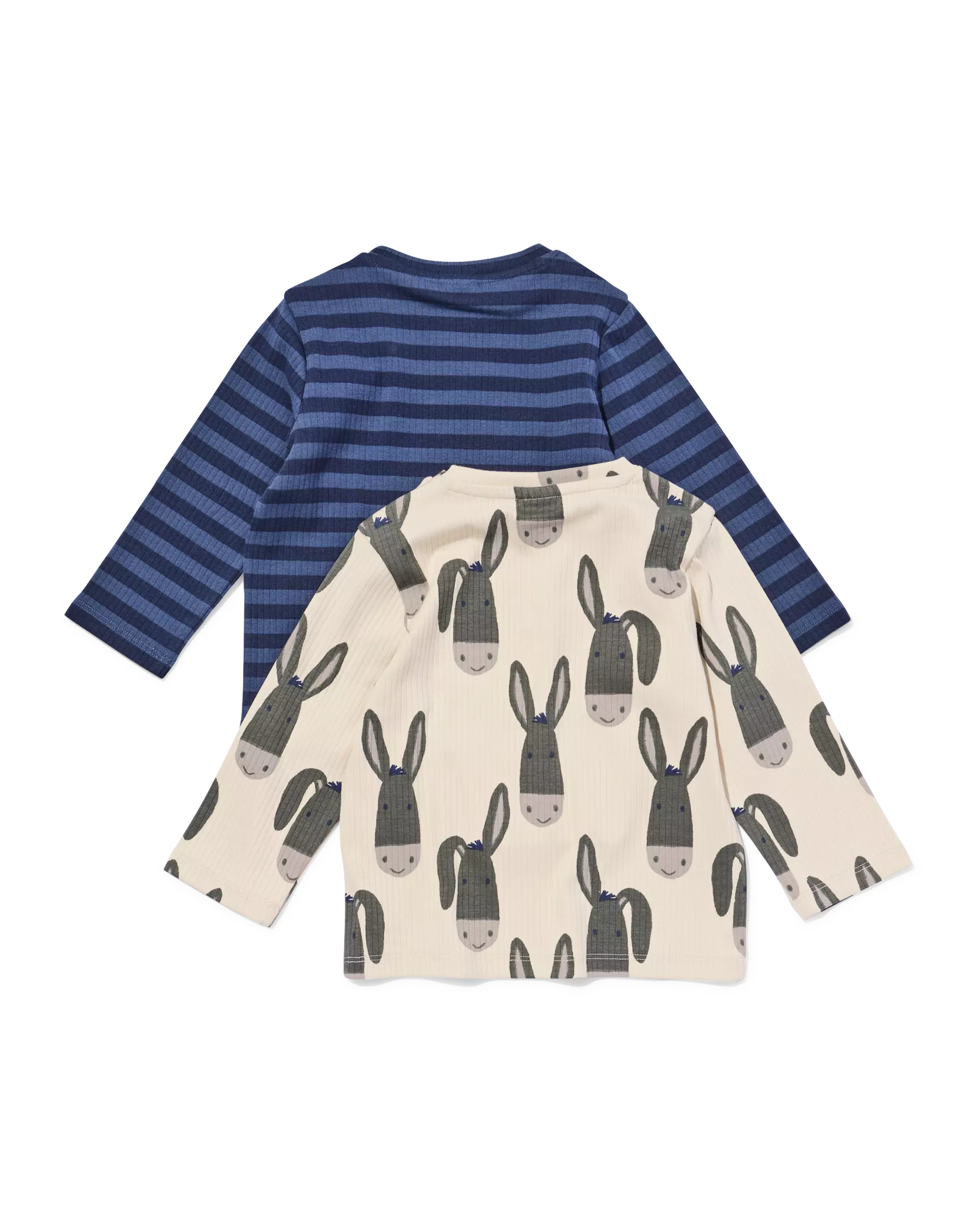 baby T-shirt rib strepen ezels - 2 stuks