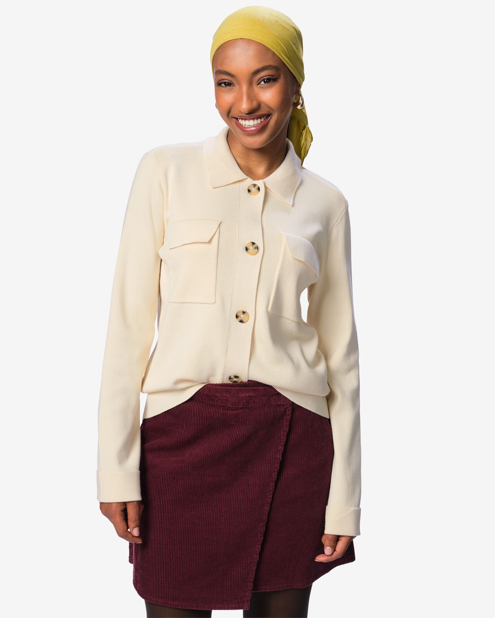 damesvest fijngebreid gebroken wit gebroken wit - 36214470OFFWHITE - HEMA