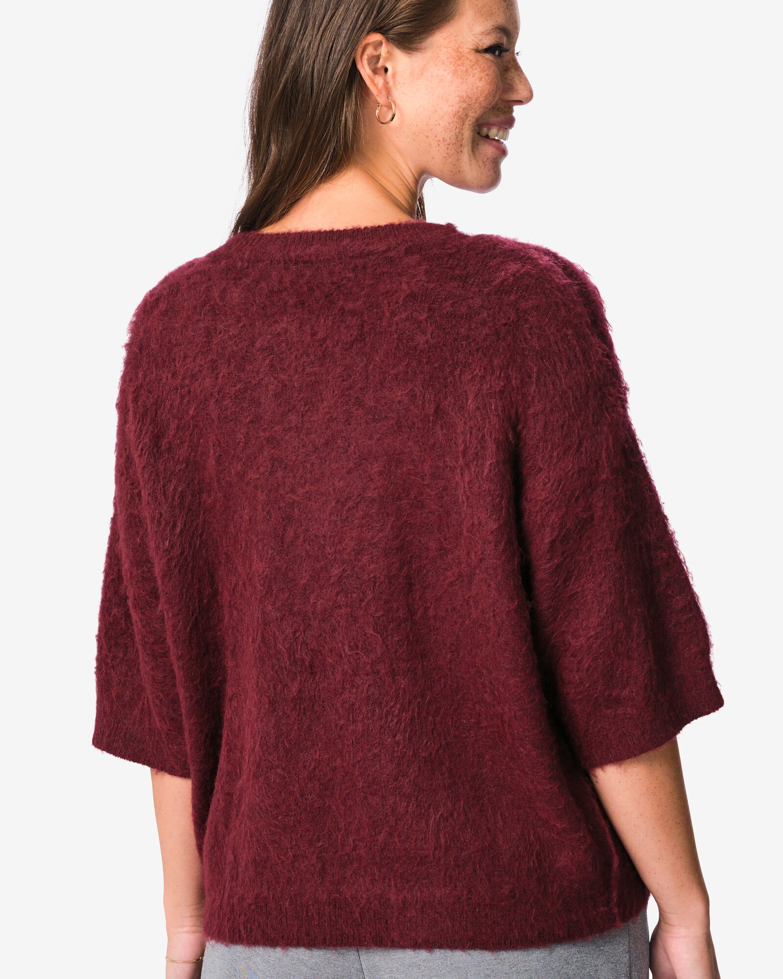 pull femme maille fine bordeaux bordeaux - 36214690BURGUNDYRED - HEMA