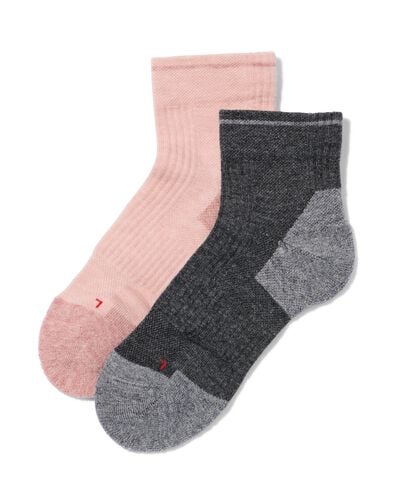 chaussettes de randonn&eacute;e trois-quarts femme m&eacute;lange de laine - 2 paires gris chin&eacute; gris chin&eacute; - 4420150GREYMELANGE - HEMA