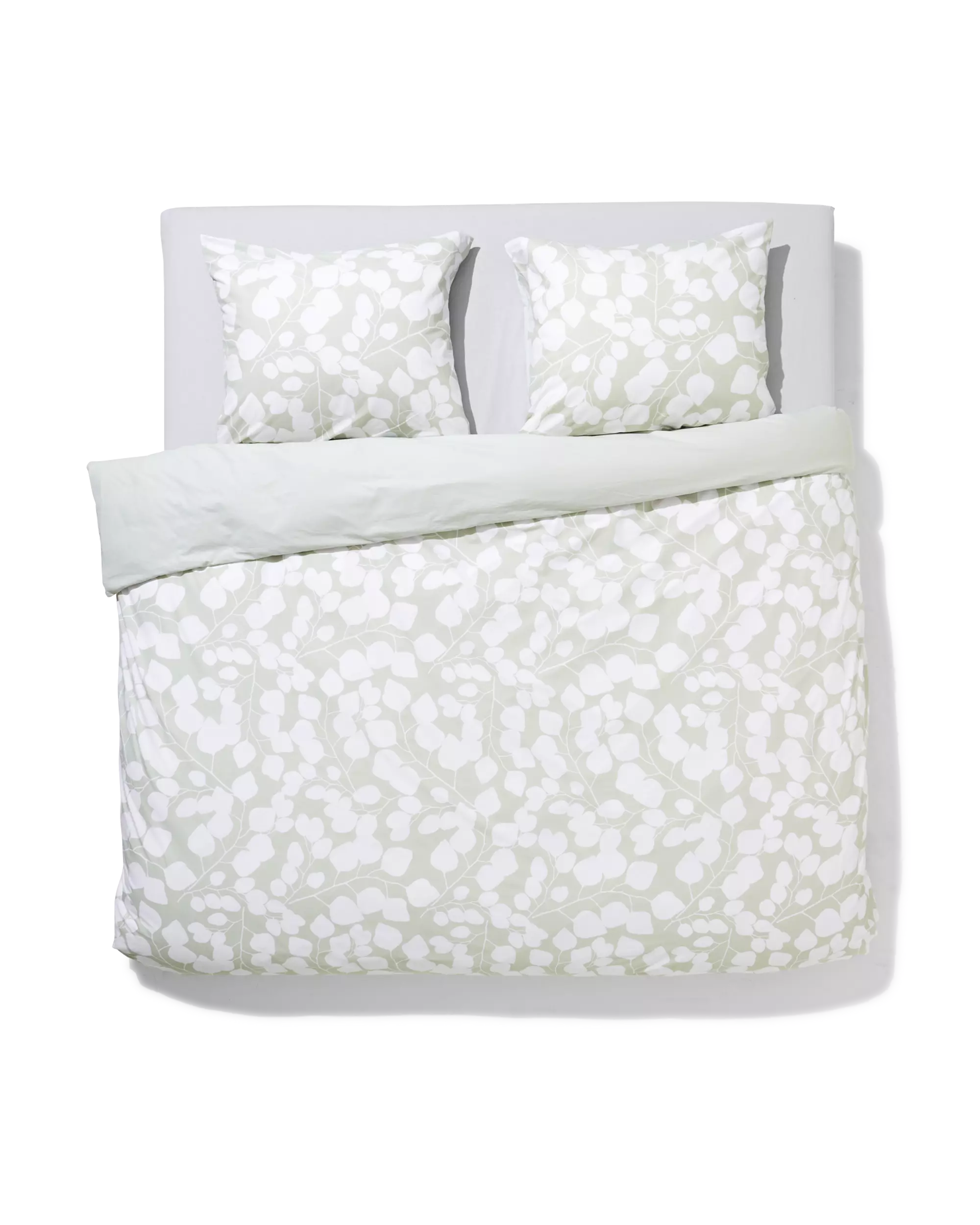 housse de couette 200x200/220cm en coton doux à motif feuilles vertes