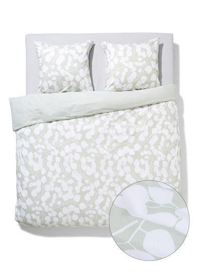 housse de couette 200x200/220cm en coton doux &agrave; motif feuilles vertes - 5790201 - HEMA