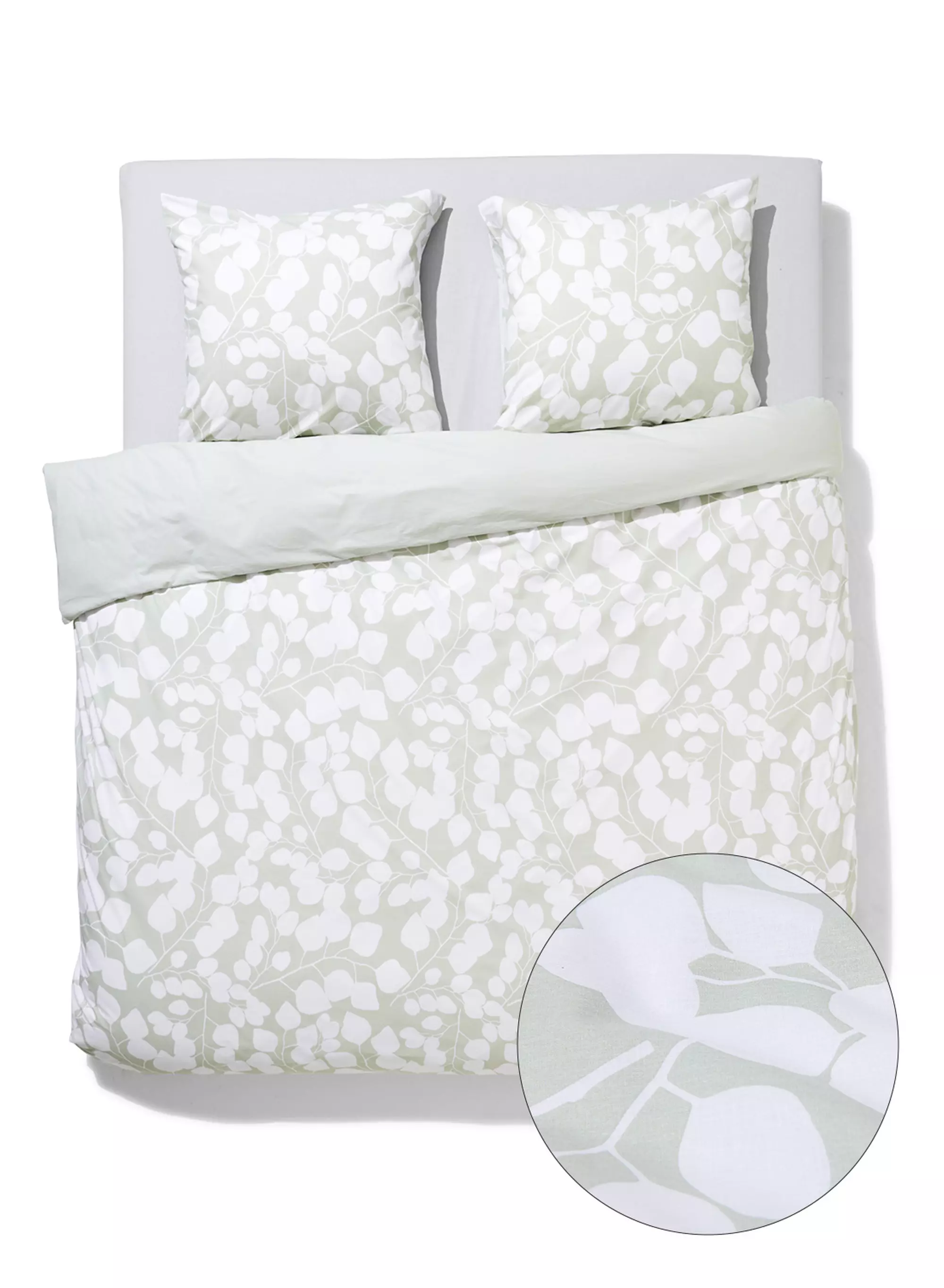 housse de couette 200x200/220cm en coton doux à motif feuilles vertes