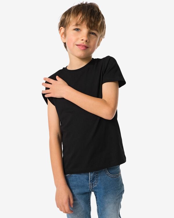 2er-Pack Basic-Kinder-Shirts, Baumwolle/Elasthan schwarz schwarz - 30729403BLACK - HEMA