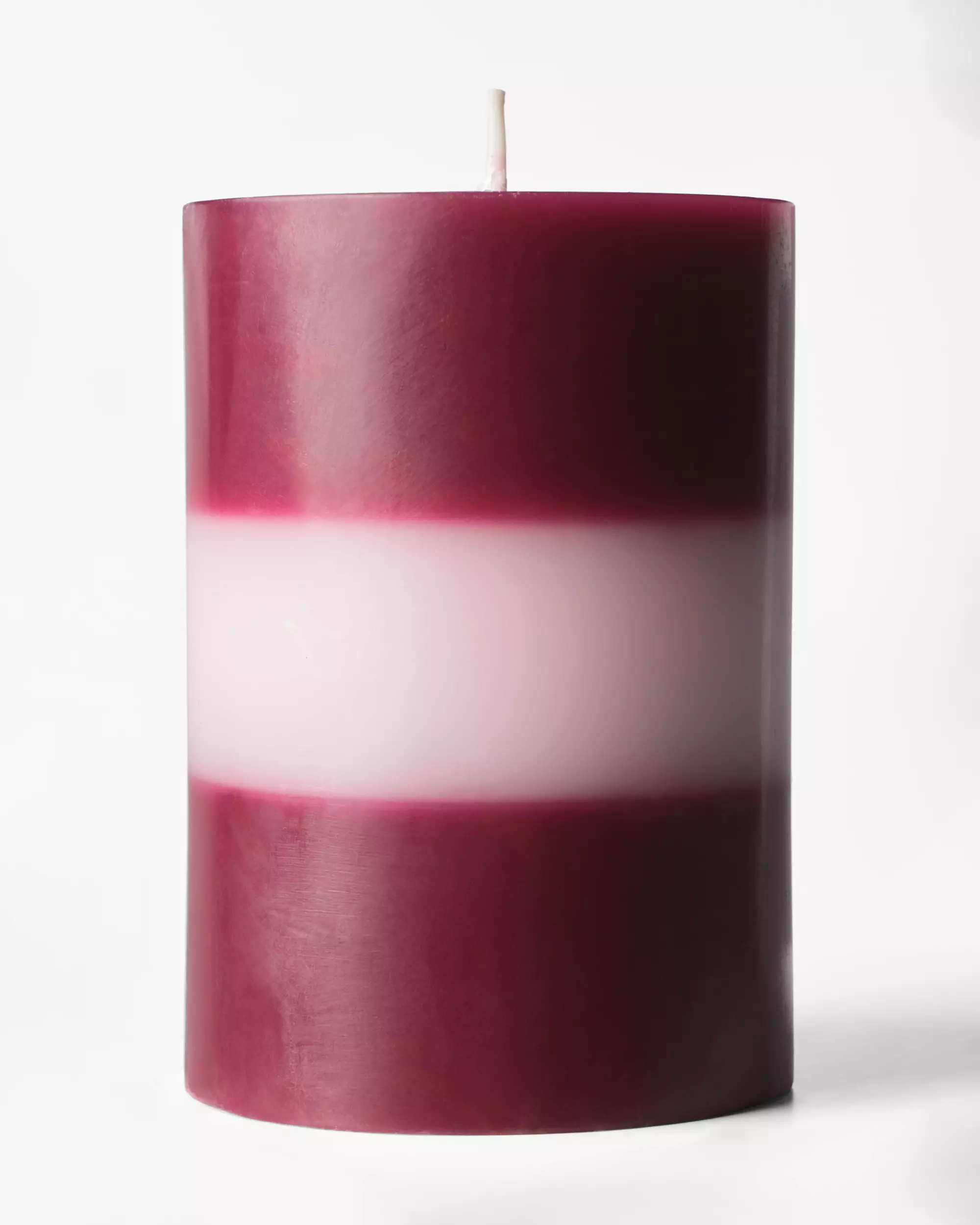 bougies cylindriques ⌀7x10cm rayures rose-aubergine