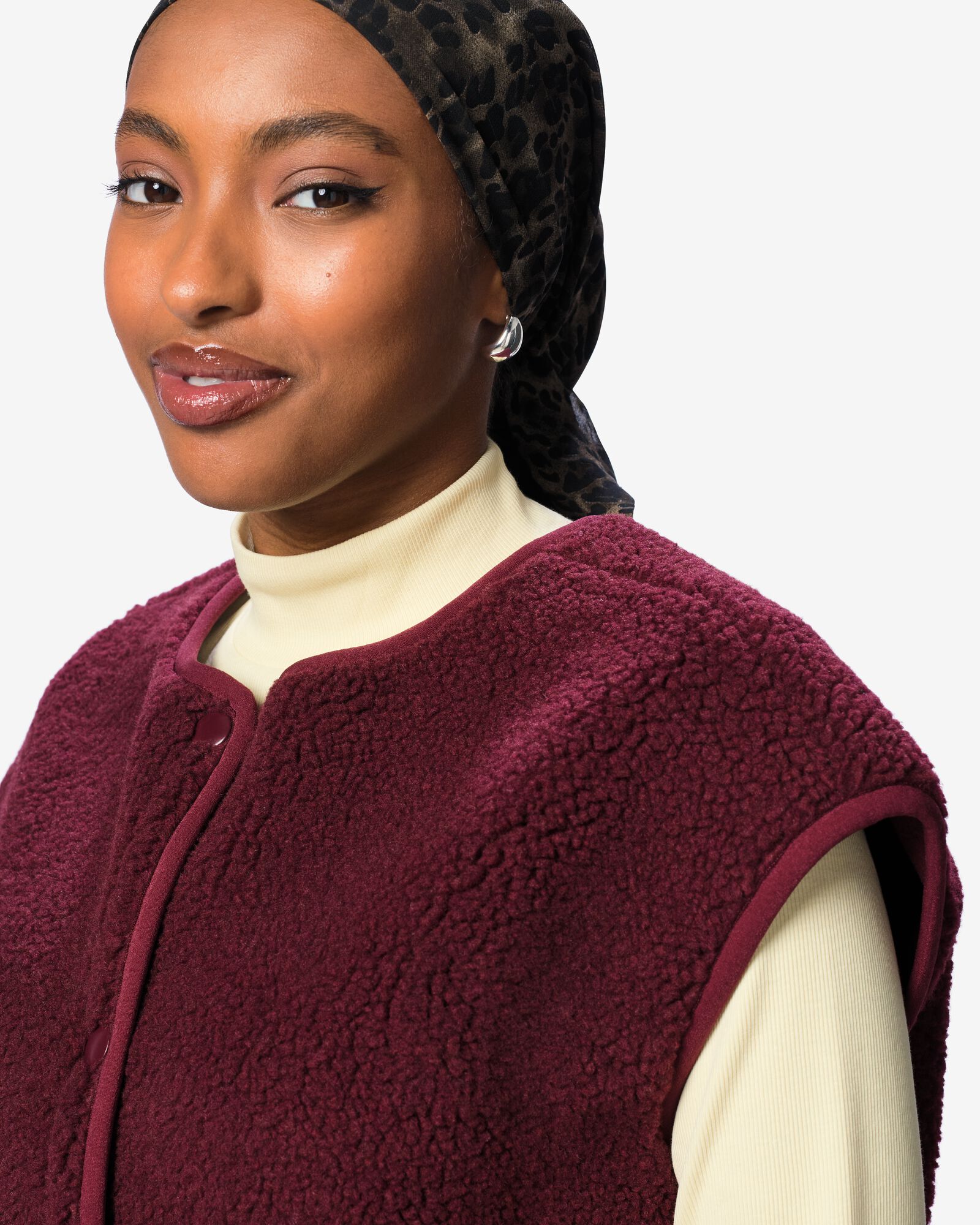 damesgilet teddy bordeauxrood bordeauxrood - 36215320BURGUNDYRED - HEMA