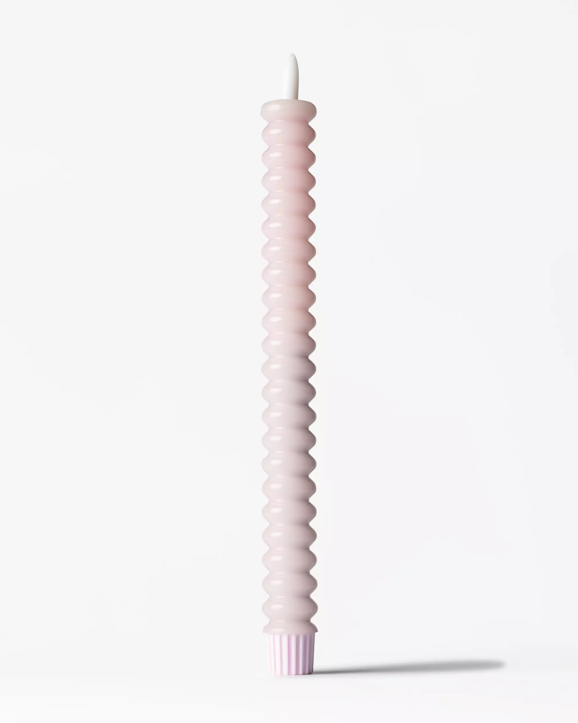 bougie longue led 2,5x27,3cm nervurée rose clair