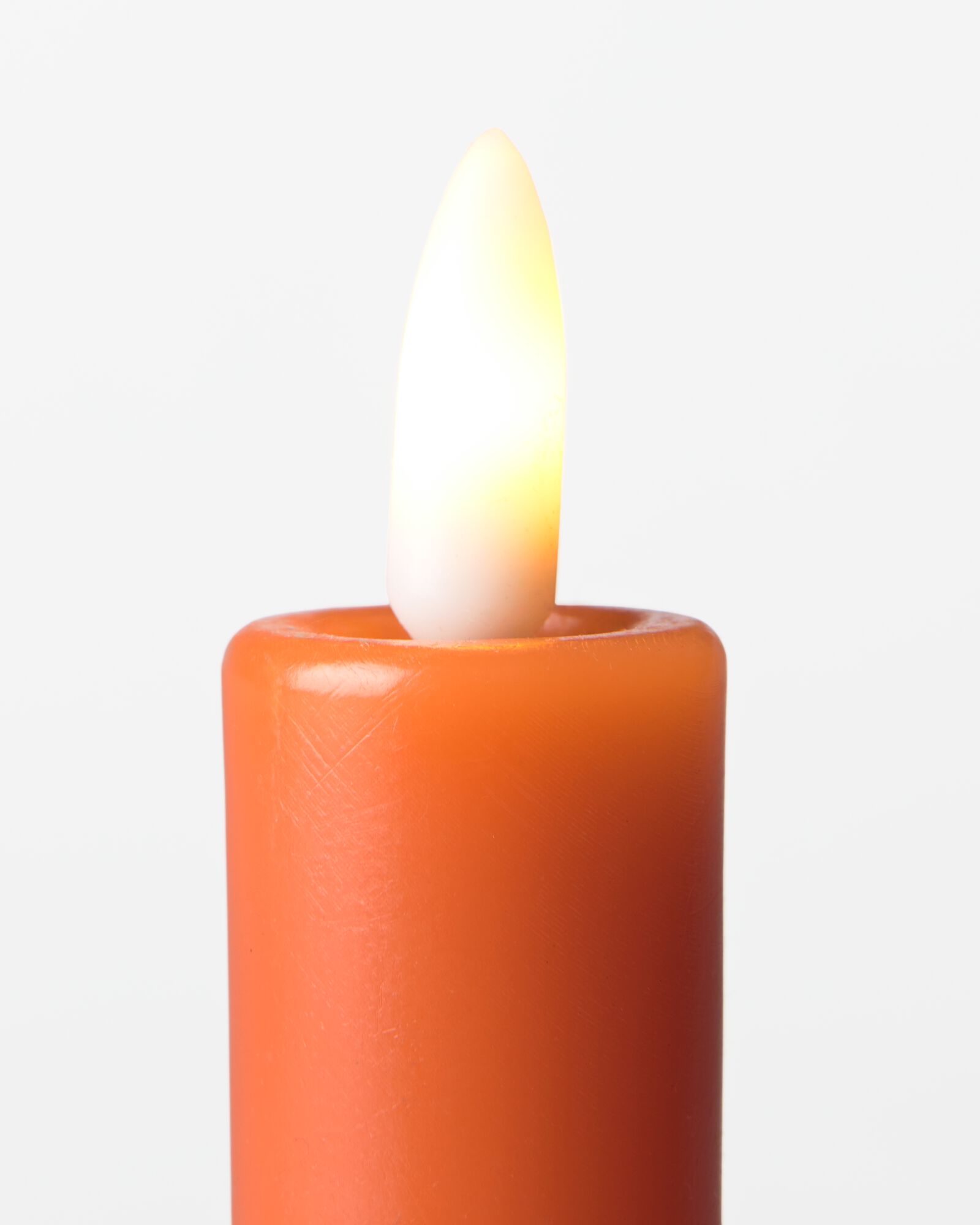 LED-Formkerze, Kerzenst&auml;nder, ⌀ 7,6 &times; 18 cm, rustikal, Dunkelorange - 13550221 - HEMA