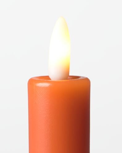 LED-Formkerze, Kerzenst&auml;nder, ⌀ 7,6 &times; 18 cm, rustikal, Dunkelorange - 13550221 - HEMA