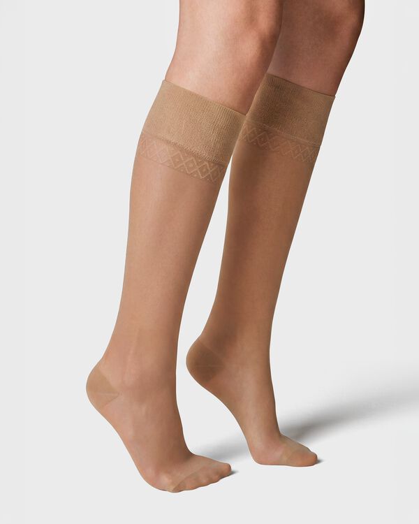 Kniestr&uuml;mpfe, Light Support, 40 Denier, gl&auml;nzend &ndash; 2 Paar beige beige - 4042170BEIGE - HEMA