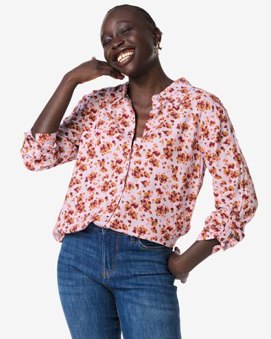 damesblouse Bobbie bloemen lila - 36207640LILAC - HEMA