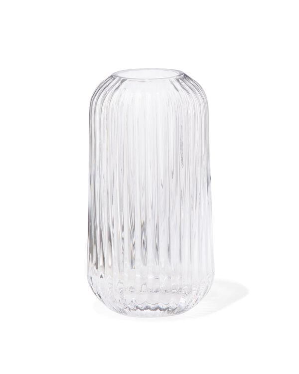 vaas voor geurstokjes ⌀5.5x11cm glas ribbel transparant - 13507515 - HEMA