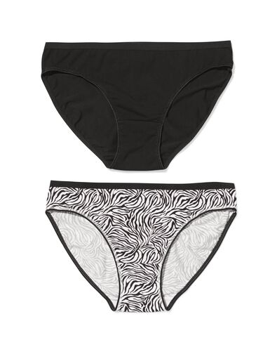 dameslips katoen dieren - 2 stuks zwart/wit zwart/wit - 19602435BLACKWHITE - HEMA