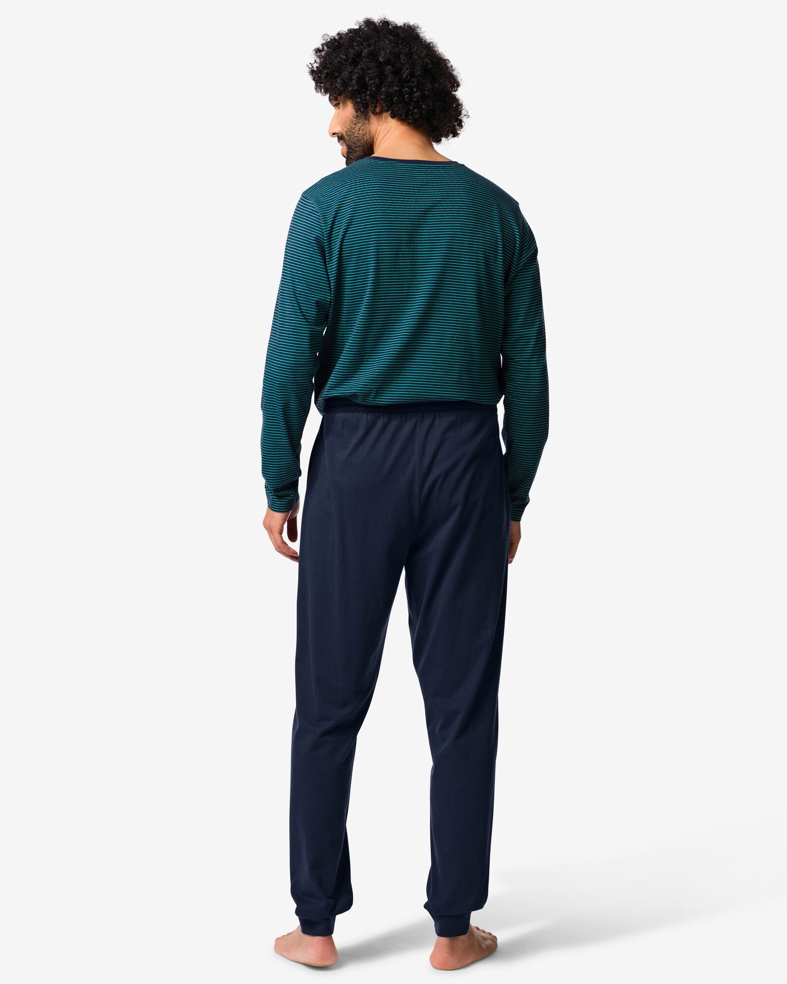 pyjama homme Jesse jersey rayures bleu fonc&eacute; - 23686660DARKBLUE - HEMA
