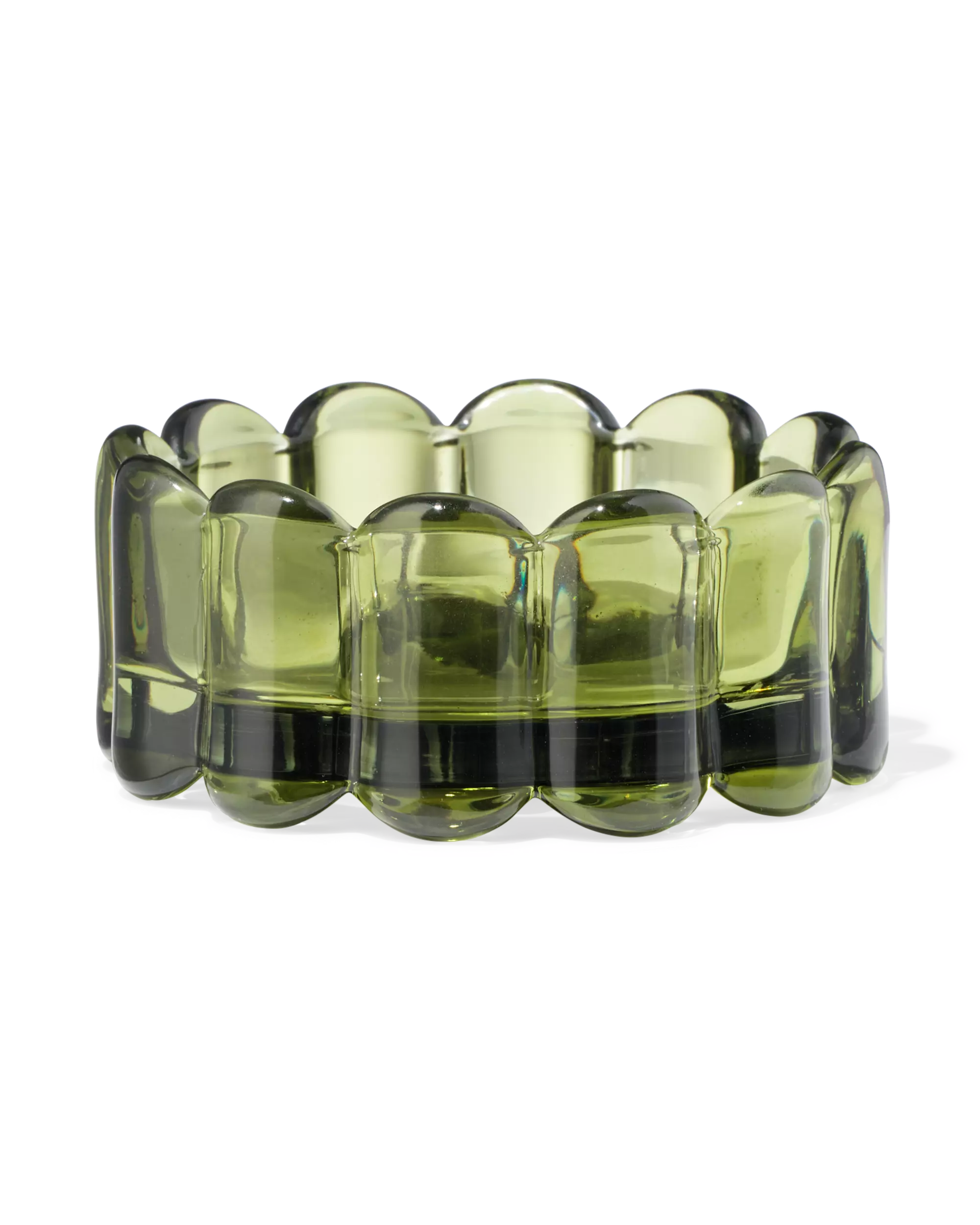 kaarsonderzetter ⌀10cm glas ribbel groen