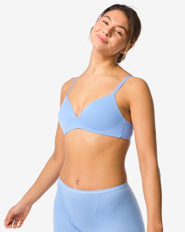 voorgevormde bh zonder beugel micro blauw - 21805740BLUE - HEMA