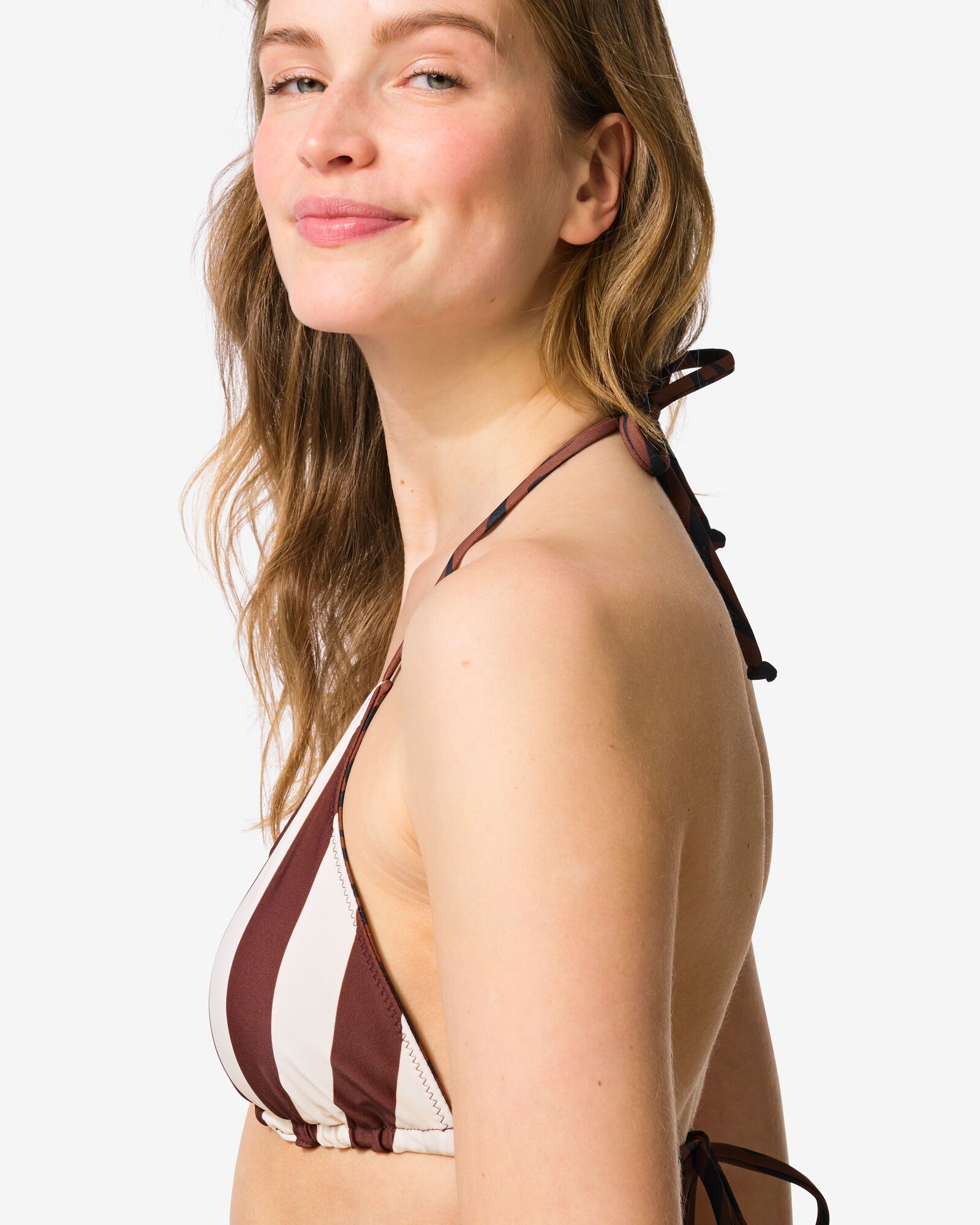 haut de bikini femme r&eacute;versible Juul triangle blocs z&egrave;bre chocolat - 22360490CHOCOLATEBROWN - HEMA