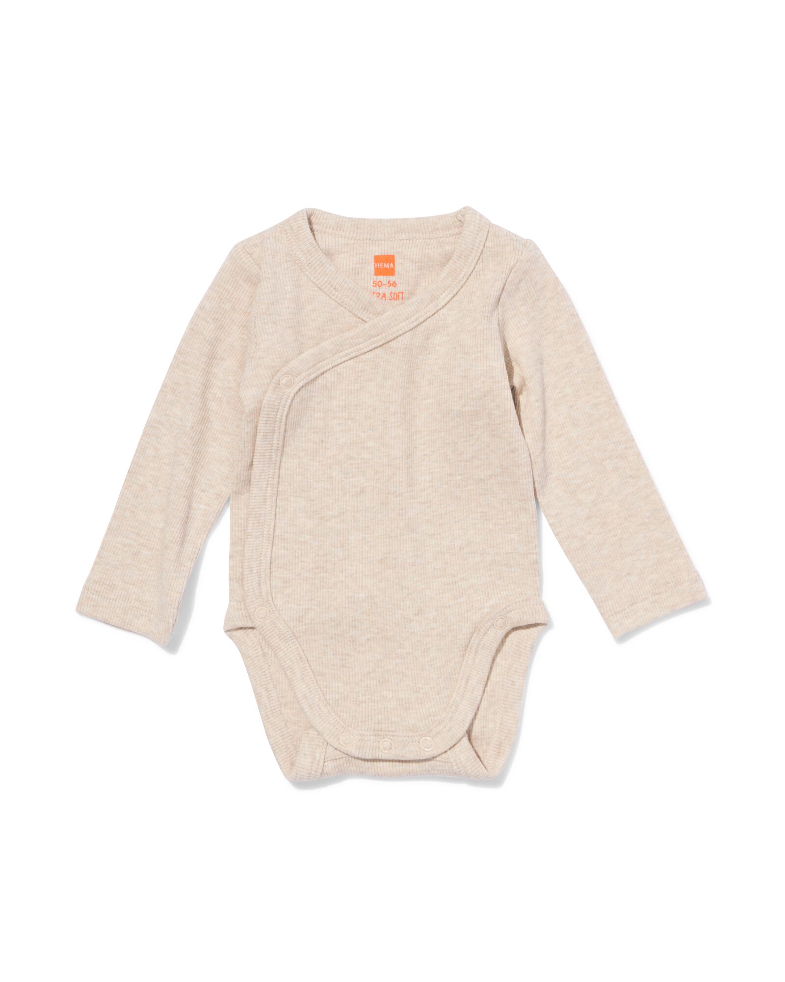 newborn meegroei overslag body rib  zand zand - 33430420SAND - HEMA