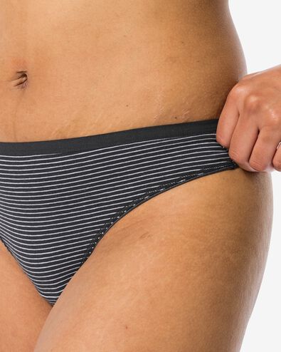 2 strings femme taille haute coton stretch noir/blanc - 19640900BLACKWHITE - HEMA