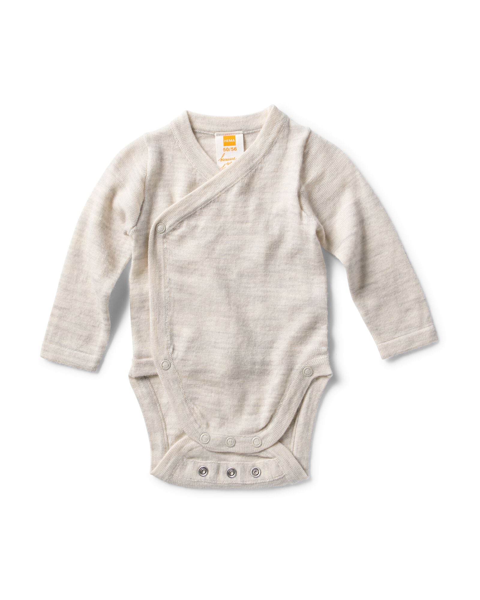 newborn meegroei overslag body merinowol ecru ecru - 33462520ECRU - HEMA
