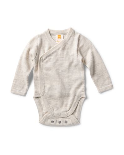 newborn meegroei overslag body merinowol ecru ecru - 33462520ECRU - HEMA