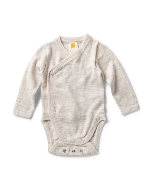 newborn meegroei overslag body merinowol ecru ecru - 33462520ECRU - HEMA
