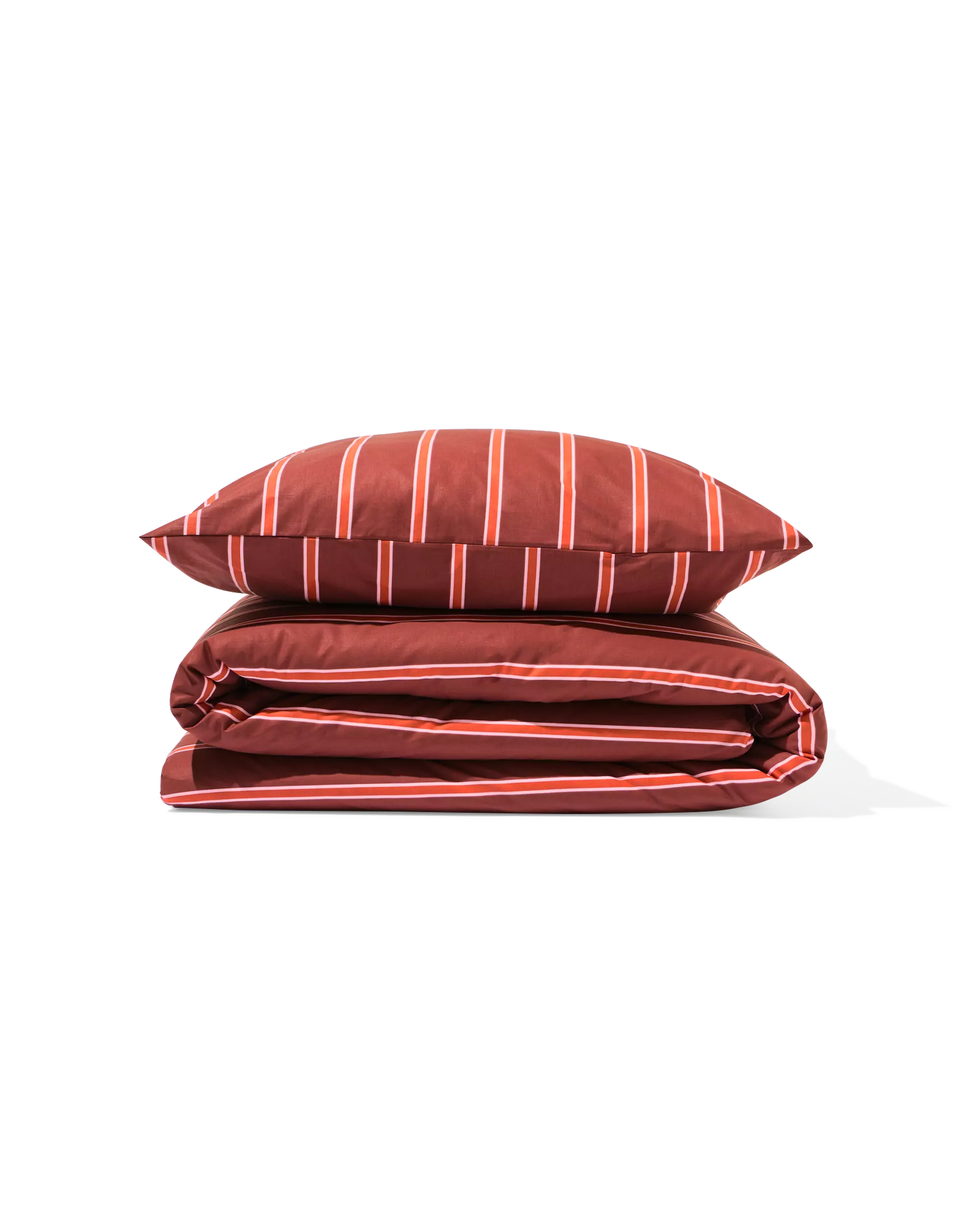 housse de couette 140x200/220cm coton doux rayé marron
