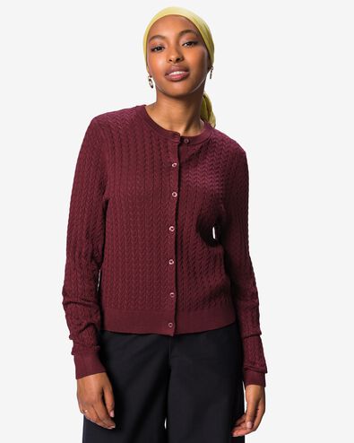 damesvest Livia kabel bordeauxrood bordeauxrood - 36213880BURGUNDYRED - HEMA